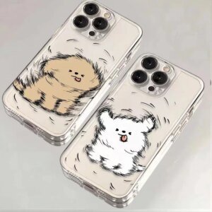 Phone Case For Lovers Couples Fit For Samsung Galaxy S10 S20 S21 S22 S23 S24 FE Plus Ultra Note 20 Clear Case Cute Cartoon Dog