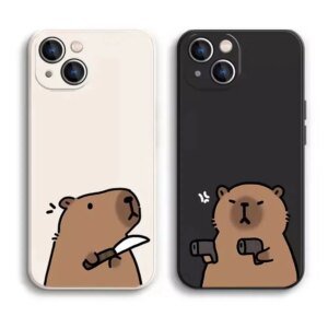 Cartoon Animal Capybara Phone Case For Samsung Galaxy S10 S20 S21 S22 S23 S24 FE Plus Ultra Note 20 Couple Paired Silicone Cover